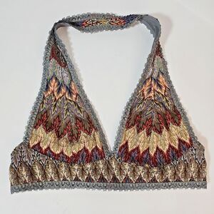 Intimately Free People Flamestitch Lace Halter Bralette Boho Festival Fairy